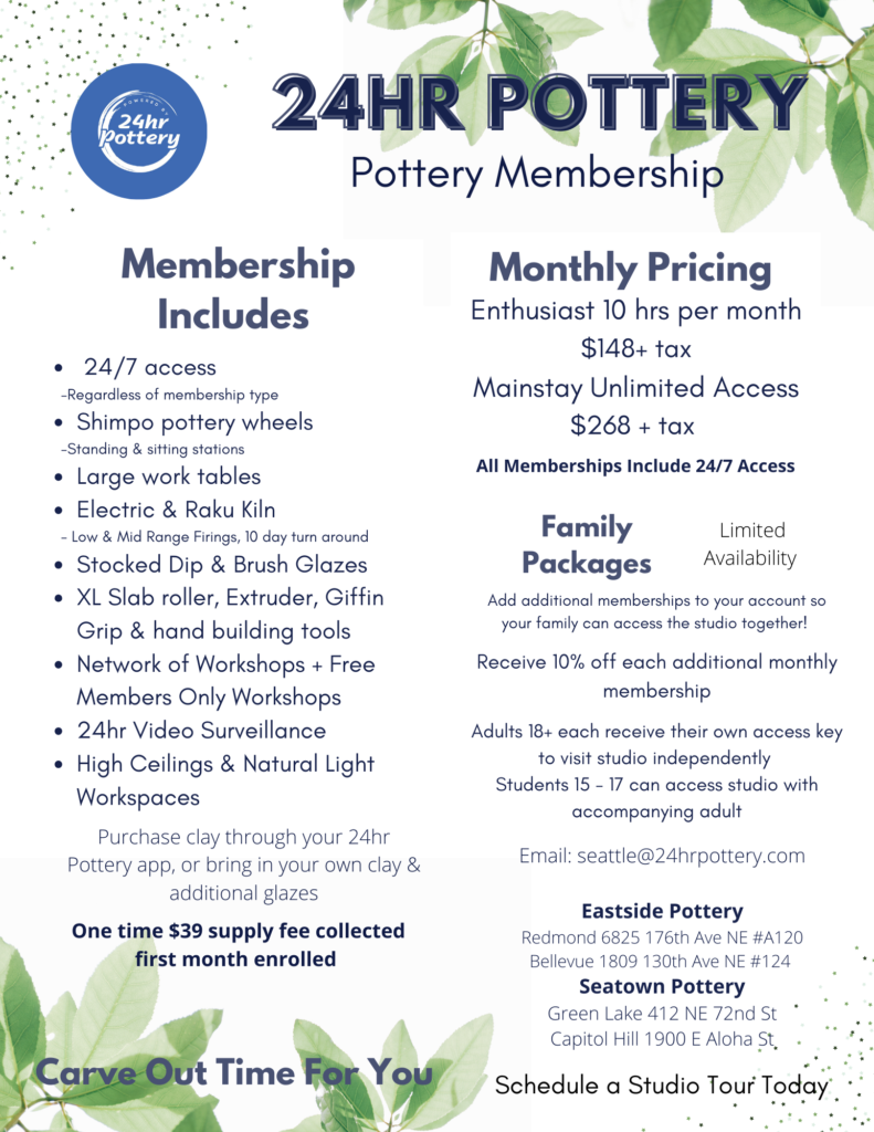 Monthly Membership Studio Access | Eastside Pottery